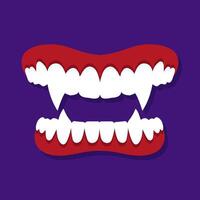Vampire jaws with long sharp fangs. Vampire teeth vector