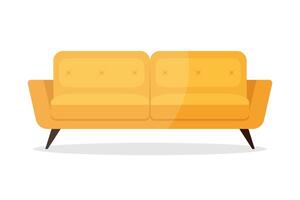 Yellow sofa flat icon isolated on white background. Flat couch icon symbol vector