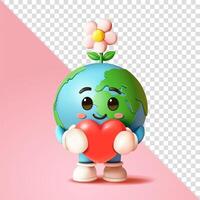 Earth is hugging heart symbol, 3d. Suitable for design elements vector