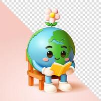 Earth is reading a book, 3d. Suitable for design elements vector