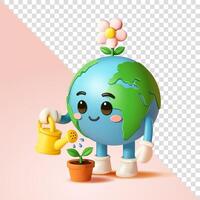 Earth is watering plants, 3d. Suitable for design elements vector