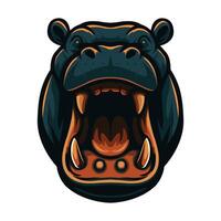 the head of a hippo with its mouth open illustration vector