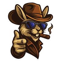 a rabbit wearing a hat and sunglasses illustration vector