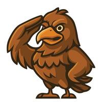 a cartoon eagle saluting with its beak open illustration vector