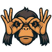 a monkey making the sign of the cross with his hands illustration vector