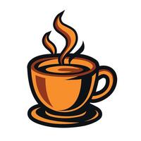 coffee cup icon illustration of a coffee cup with steam on white background done in retro style vector