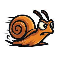 cartoon snail running fast illustration vector