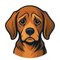 a sad dog head with a sad expression illustration vector