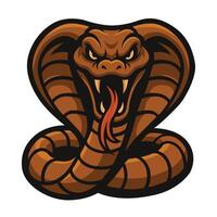 a cartoon cobra snake head with its mouth open illustration vector