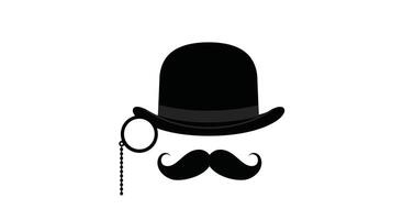 a mustache and hat with a chain vector