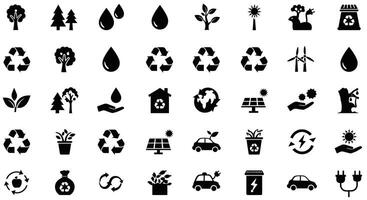a set of black and white icons depicting various types of environmental issues vector