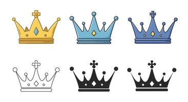 four different crowns are shown in different colors vector