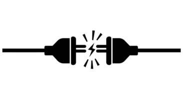 a black and white icon of a plug with a light coming out of it vector