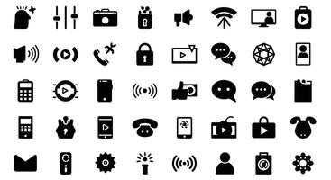 a large set of black and white icons vector