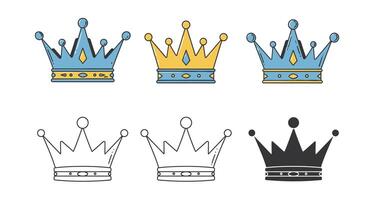 four crowns in different colors and sizes vector