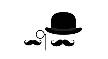 a hat and mustache with a magnifying glass vector