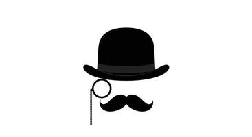 a hat and mustache with a chain vector