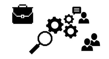 a group of people are shown with a magnifying glass and a briefcase vector