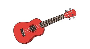 red ukulele is shown on a white background vector