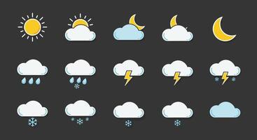 weather icons set on a dark background vector