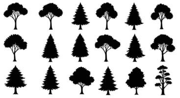 silhouettes of trees on a white background vector