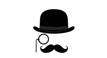 a hat and mustache with a chain and a chain vector