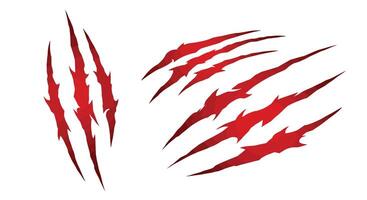 a set of claws with red paint on them vector