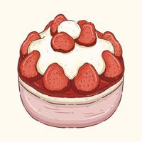 Strawberry dessert with cream topping vector
