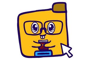 Cute Folder Icon Mascot Stickers With Smart Bookworm Expression While Hugging a Book vector