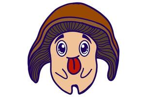 Mascot Cartoon Mushroom Decals with Expression of Mockery by Sticking Out Tongue Cartoon Mushroom Decals vector