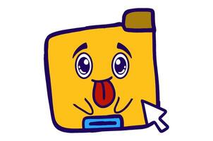 Cute Folder Icon Mascot Stickers With Tongue Sticking Out Mocking Expression vector