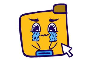 Cute Folder Icon Mascot Stickers With Crying Expression vector