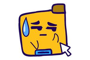 Cute Folder Icon Mascot Stickers With Disappointed Expression vector