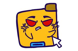 Cute Folder Icon Mascot Stickers With Angry With Red Eyes Expression vector
