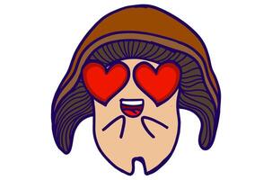 Kawaii Mushroom with Falling in Love Expression vector