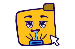 Cute Folder Icon Mascot Stickers With Drooling Expression vector