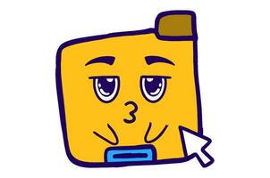 Cute Folder Icon Mascot Stickers With Frowning Expression vector