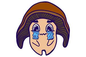 Crying Mushroom Character Stickers vector
