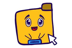 Cute Folder Icon Mascot Stickers With Happy Expression vector