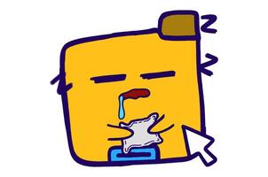 Cute Folder Icon Mascot Stickers With Sleeping Expression While Hugging Pillow vector
