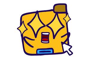 Cute Folder Icon Mascot Stickers With Amazed expression with starry eyes vector