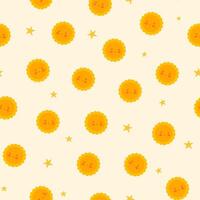 Sun and stars pattern background vector