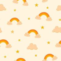 Colorful rainbows and stars pattern vector