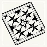 Black White Geometric Star Tile Pattern Square Design Abstract Art vector
