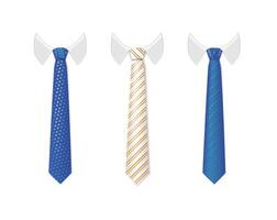 3d Realistic Neck tie with white collar. Tie neck with different stripe pattern. vector