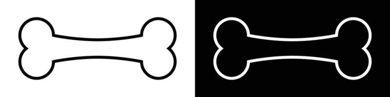 The image features two bone icons, one white on a black background and the other black on a white background. The bones are symmetrical and appear simple. vector