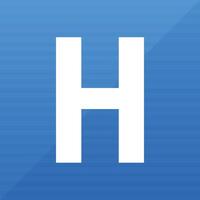 A prominent white capital letter H displayed against a vibrant blue square backdrop, commonly associated with health facilities and care environments. Simple and clean design. vector