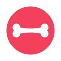 Illustration of a bone icon centered in a red circle against a white background. The bone is white and the circle is vibrant red. Simple, graphic design. vector