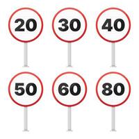 Speed limit traffic signs vector