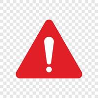 A red warning sign in the shape of a triangle contains a large, white exclamation point at its center. The sign is often used to signal hazards or important notifications. vector
